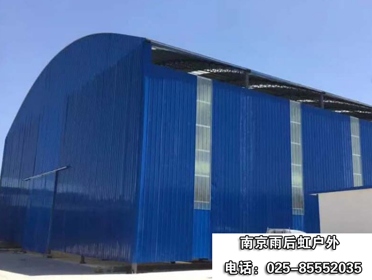 南京钢结构厂家定制移动式钢筋加工棚工地钢筋防护蓬彩钢瓦防雨篷